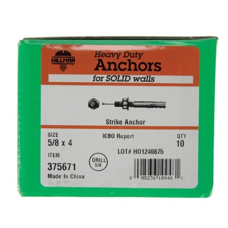 Hillman Concrete Screw, 5/8 inch Dia., 4 inch L, Steel 5107321
